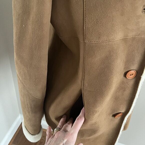 Vintage ASTON Shearling Suede Coat Womens 8 Lambskin Penny Lane Cabincore - Picture 10 of 16